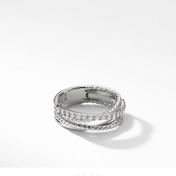 David Yurman Sterling Diamond Crossover Set Ring Size 6 - Picture 6 of 10